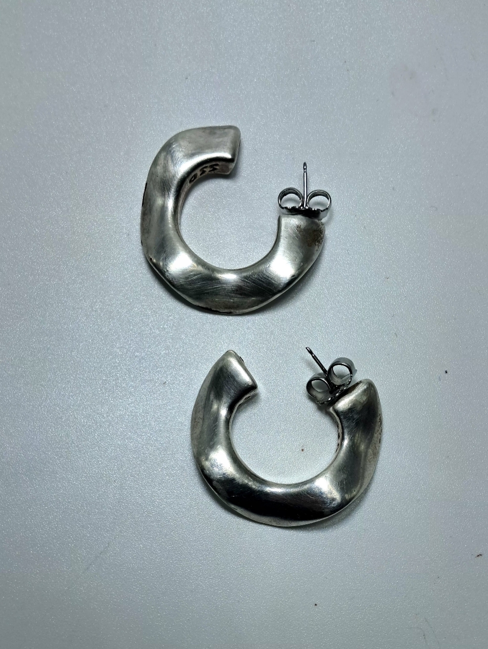 Simon Sebbag Chunky 925 Silver Hoop Earrings - Sculptural Statement